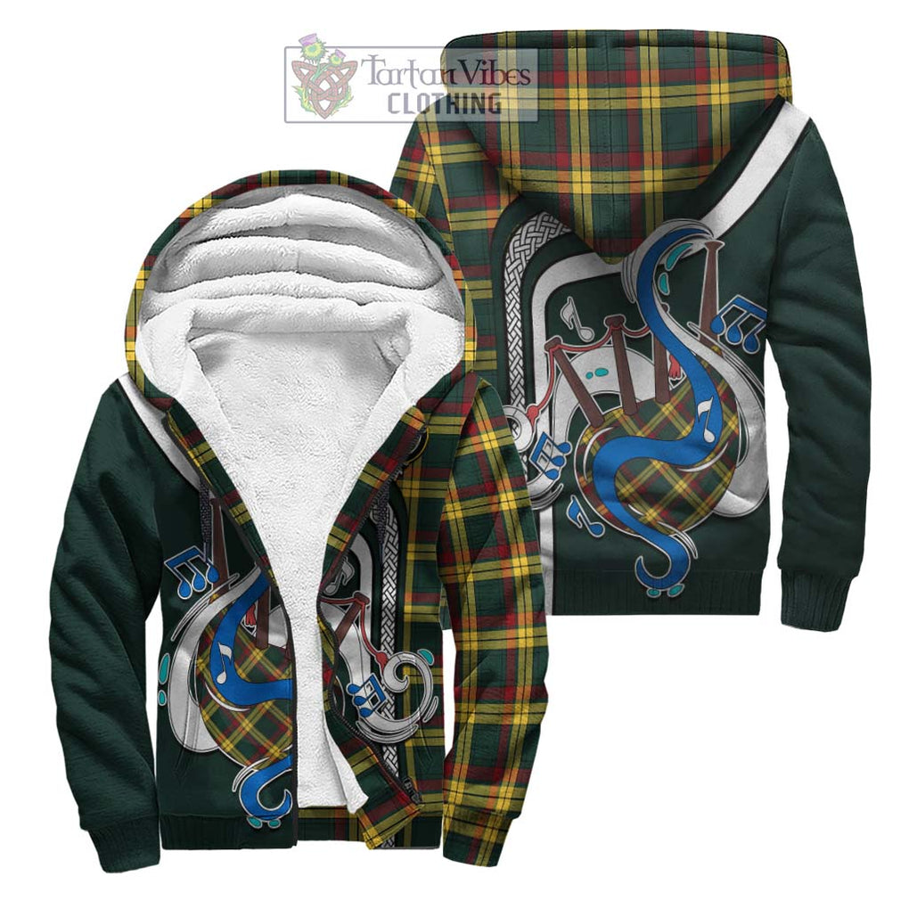 MacMillan Old Modern Tartan Sherpa Hoodie with Epic Bagpipe Style Unisex S - Tartanvibesclothing Shop