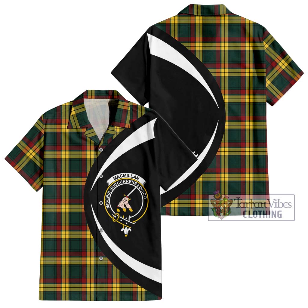 Tartan Vibes Clothing MacMillan Old Modern Tartan Short Sleeve Button Up with Family Crest Circle Style