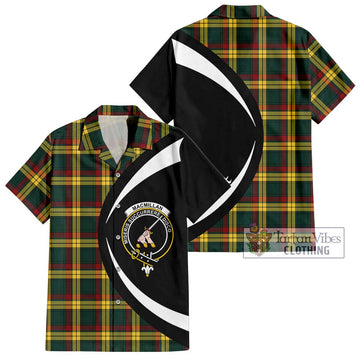 MacMillan Old Modern Tartan Short Sleeve Button Up with Family Crest Circle Style