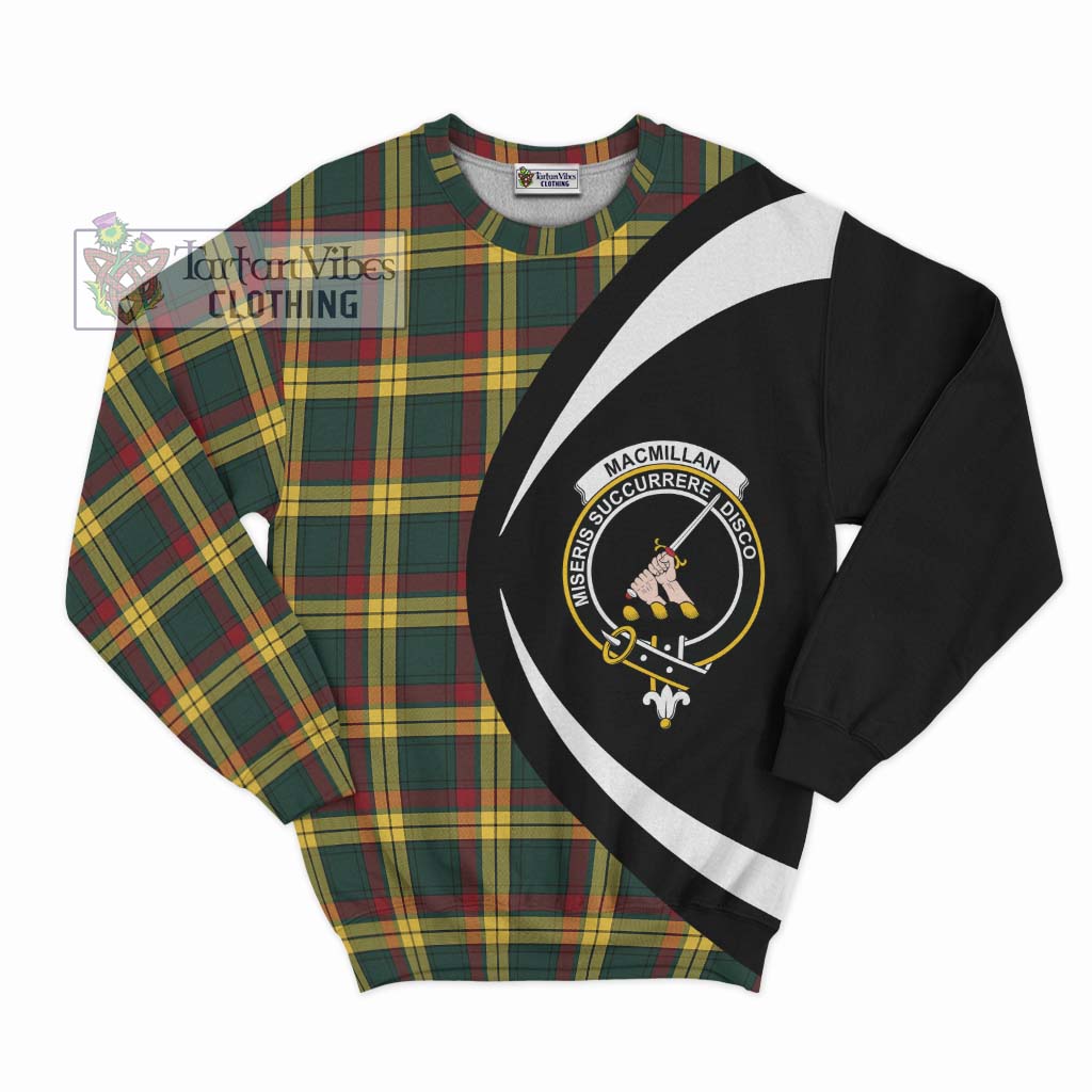 MacMillan Old Modern Tartan Sweatshirt with Family Crest Circle Style Unisex - Tartan Vibes Clothing