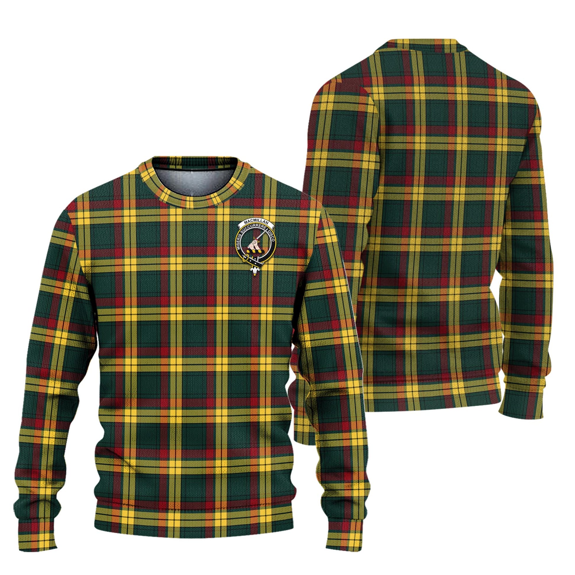 MacMillan Old Modern Tartan Knitted Sweater with Family Crest Unisex - Tartanvibesclothing
