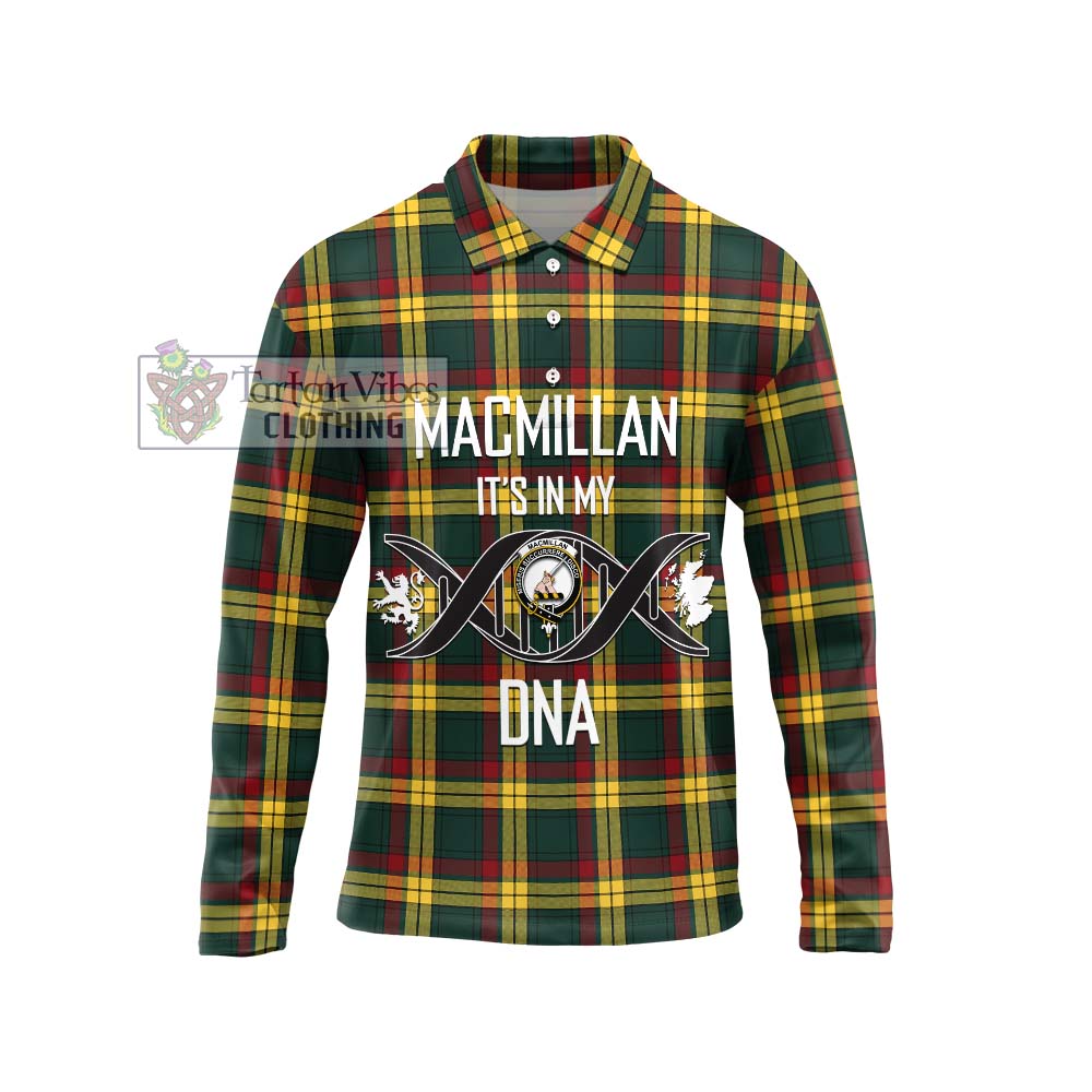 MacMillan Old Modern Tartan Long Sleeve Polo Shirt with Family Crest DNA In Me Style Unisex - Tartanvibesclothing Shop