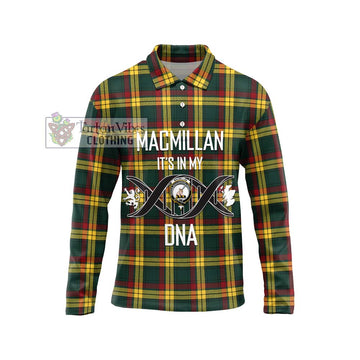 MacMillan Old Modern Tartan Long Sleeve Polo Shirt with Family Crest DNA In Me Style