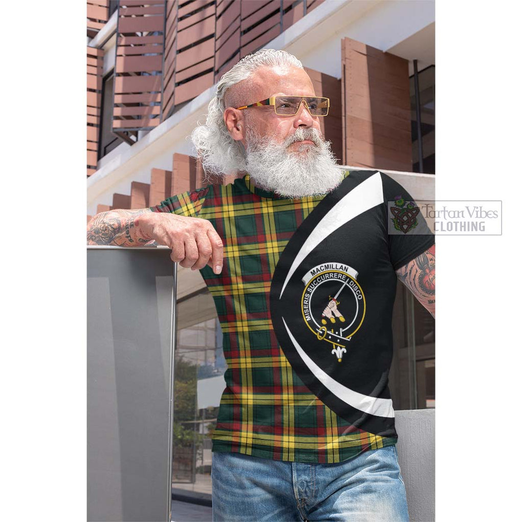 Tartan Vibes Clothing MacMillan Old Modern Tartan Cotton T-shirt with Family Crest Circle Style