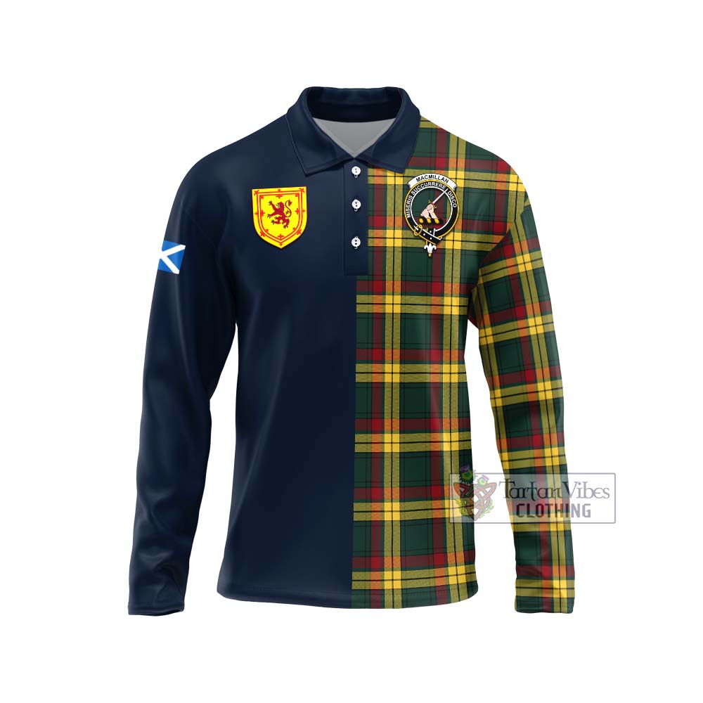 Tartan Vibes Clothing MacMillan Old Modern Tartan Long Sleeve Polo Shirt with Scottish Lion Royal Arm Half Style