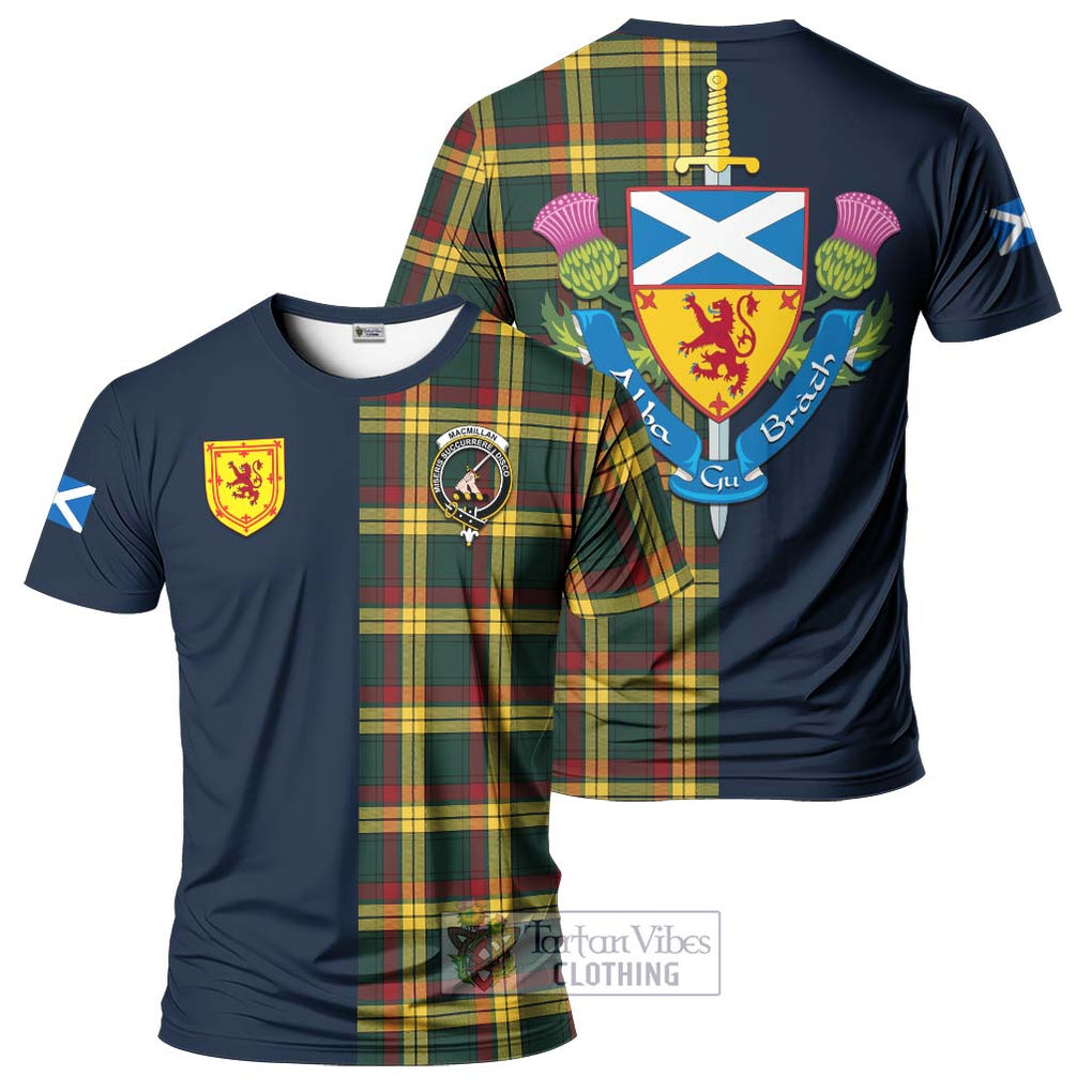 Tartan Vibes Clothing MacMillan Old Modern Tartan T-Shirt Alba with Scottish Lion Royal Arm Half Style