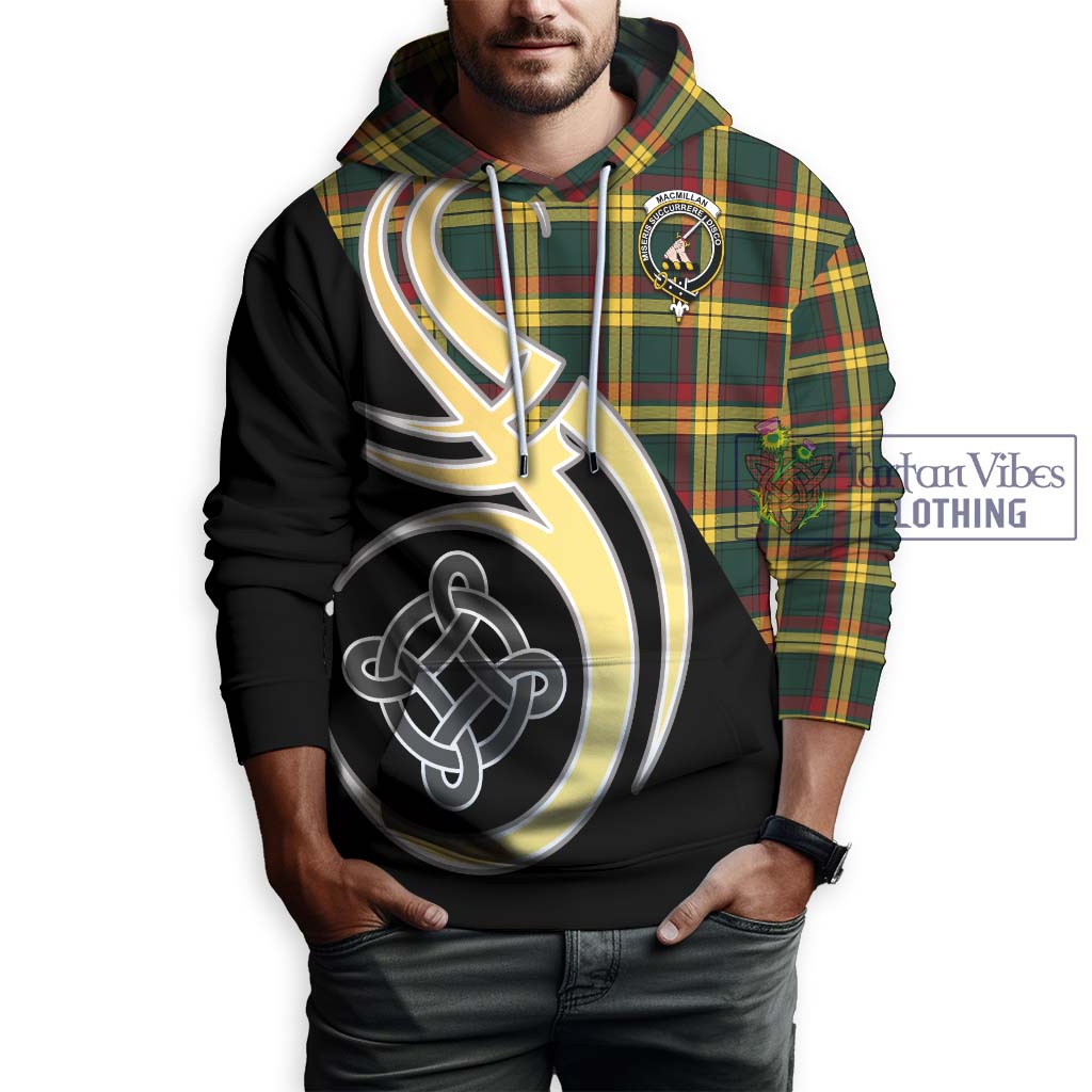 MacMillan Old Modern Tartan Hoodie with Family Crest and Celtic Symbol Style Zip Hoodie - Tartan Vibes Clothing