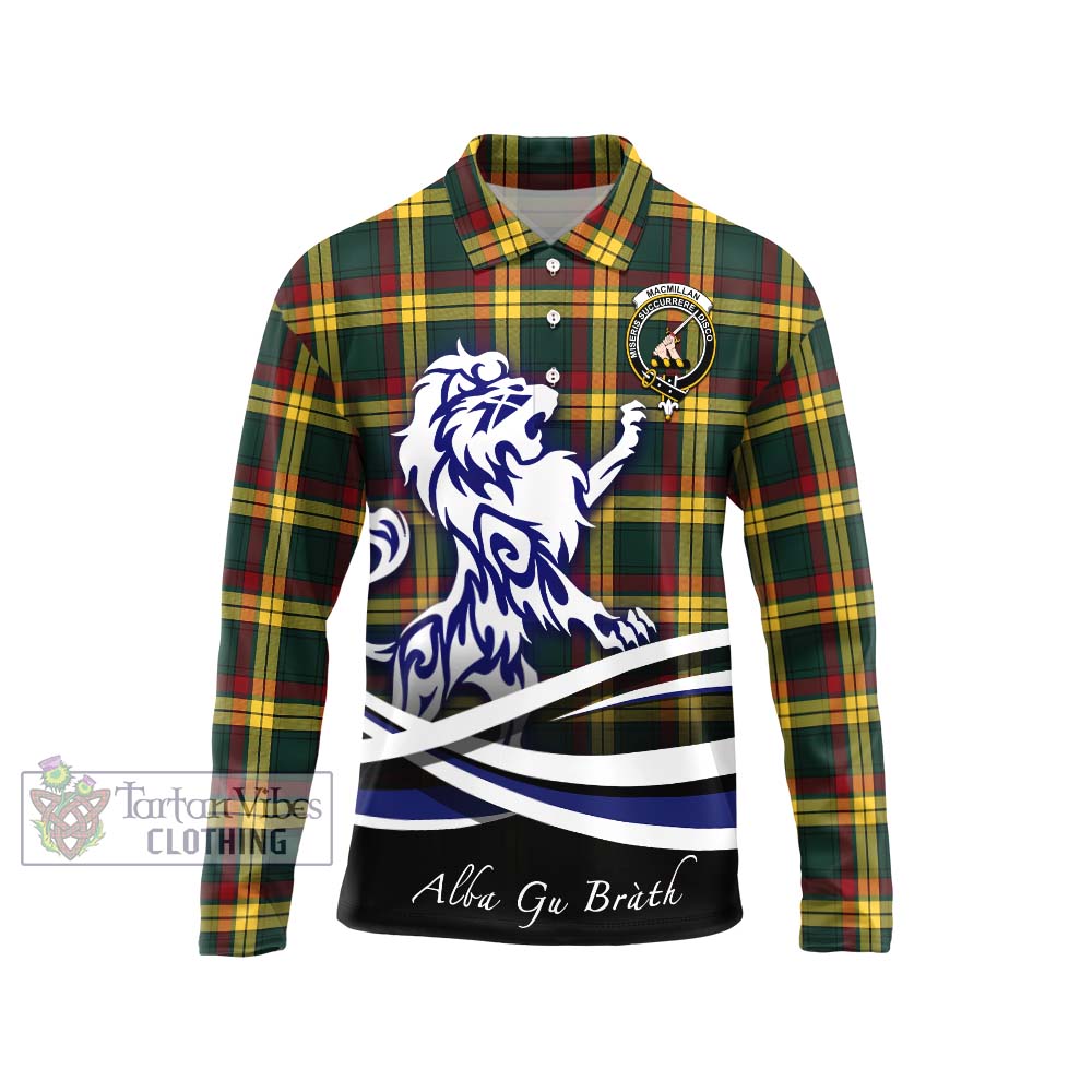 MacMillan Old Modern Tartan Long Sleeve Polo Shirt with Alba Gu Brath Regal Lion Emblem Unisex - Tartanvibesclothing Shop