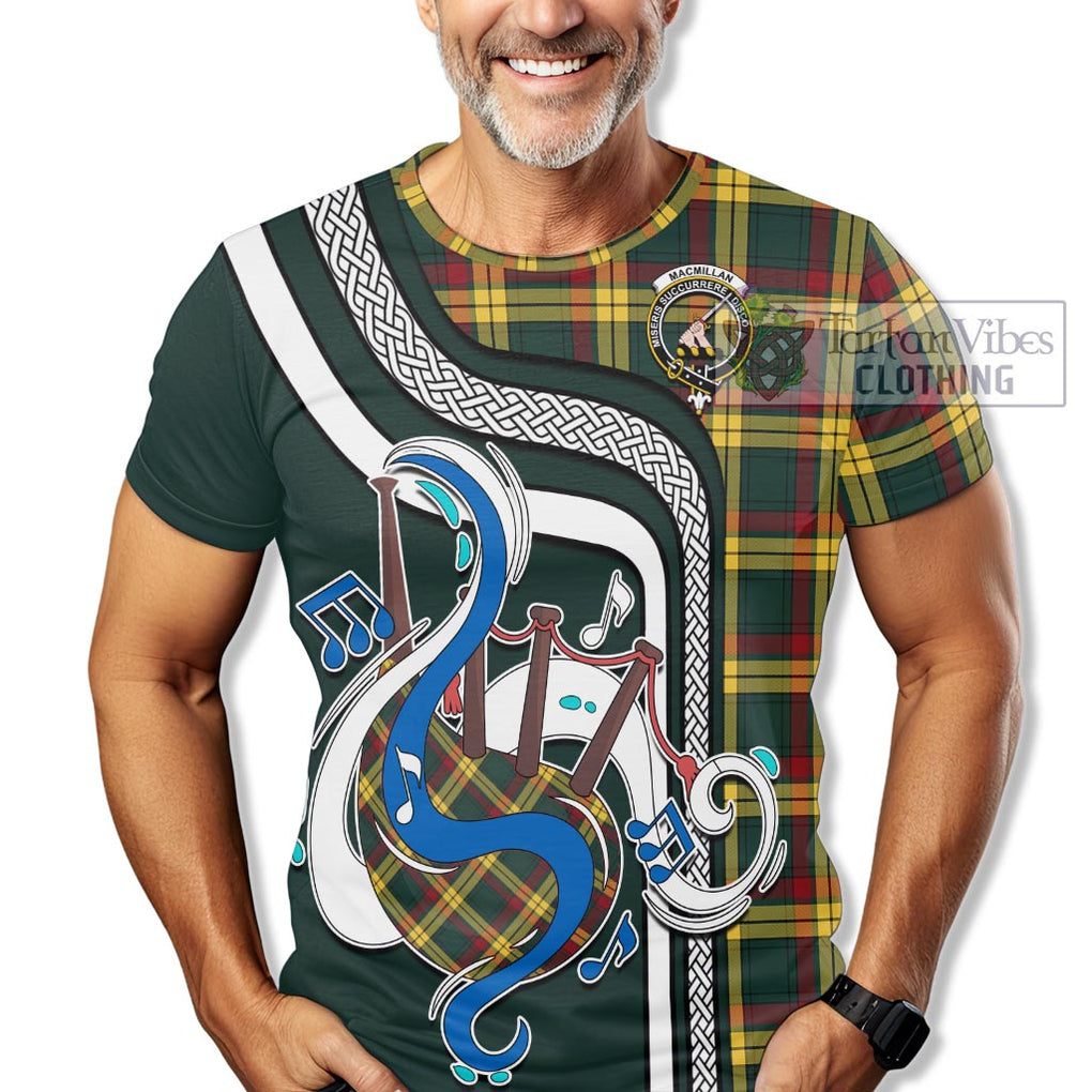 MacMillan Old Modern Tartan T-Shirt with Epic Bagpipe Style Kid's Shirt - Tartanvibesclothing Shop