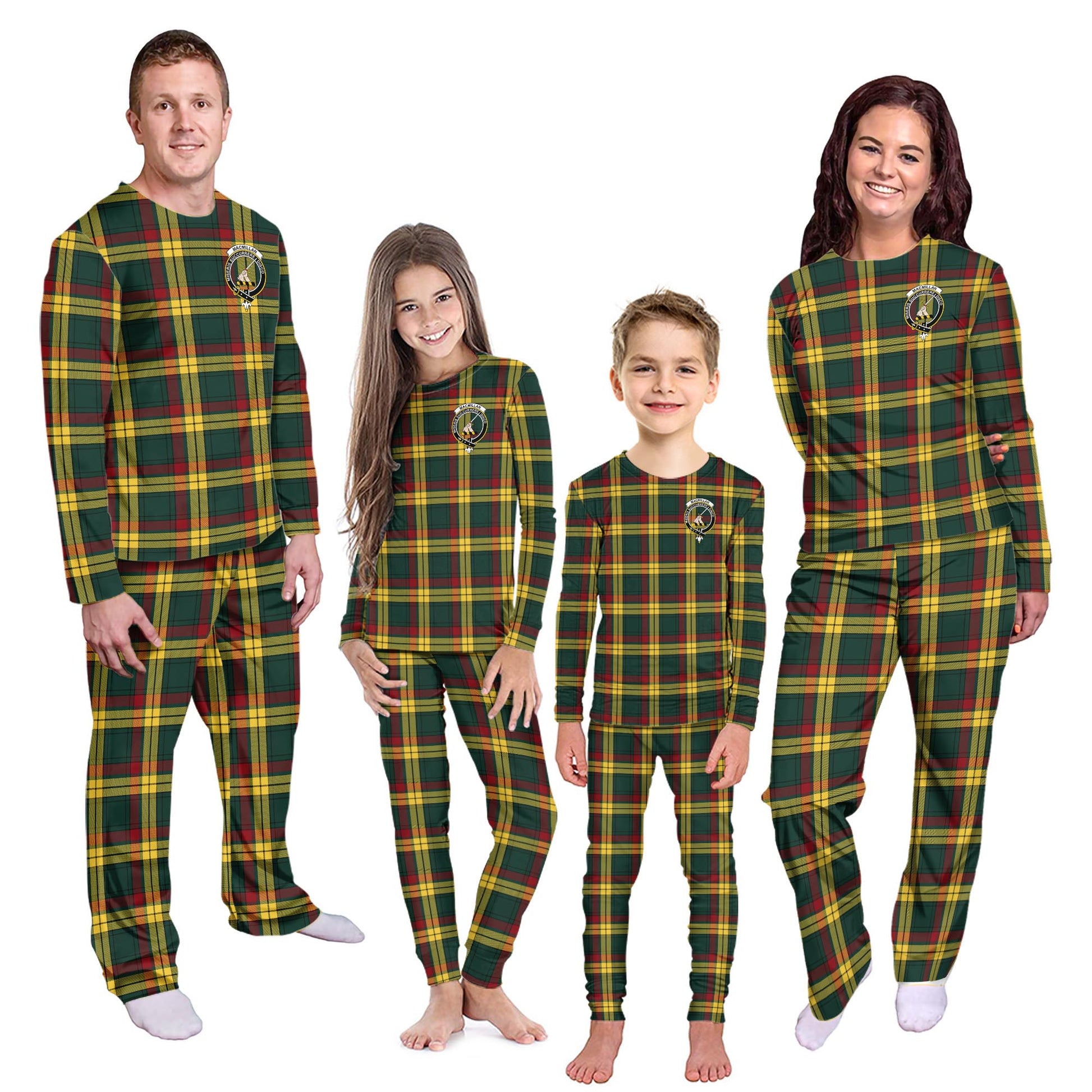 MacMillan Old Modern Tartan Pajamas Family Set with Family Crest - Tartanvibesclothing
