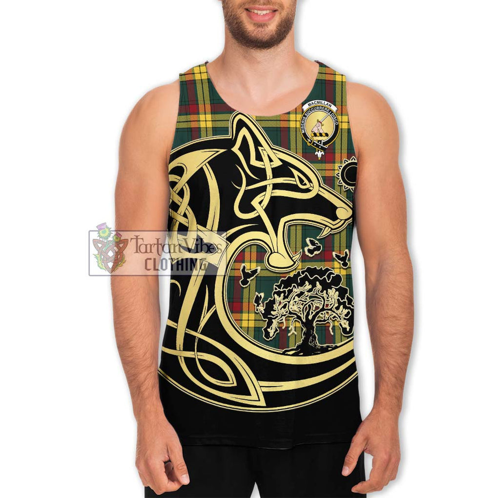 MacMillan Old Modern Tartan Men's Tank Top with Family Crest Celtic Wolf Style Men - Tartan Vibes Clothing