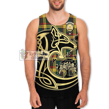 MacMillan Old Modern Tartan Men's Tank Top with Family Crest Celtic Wolf Style