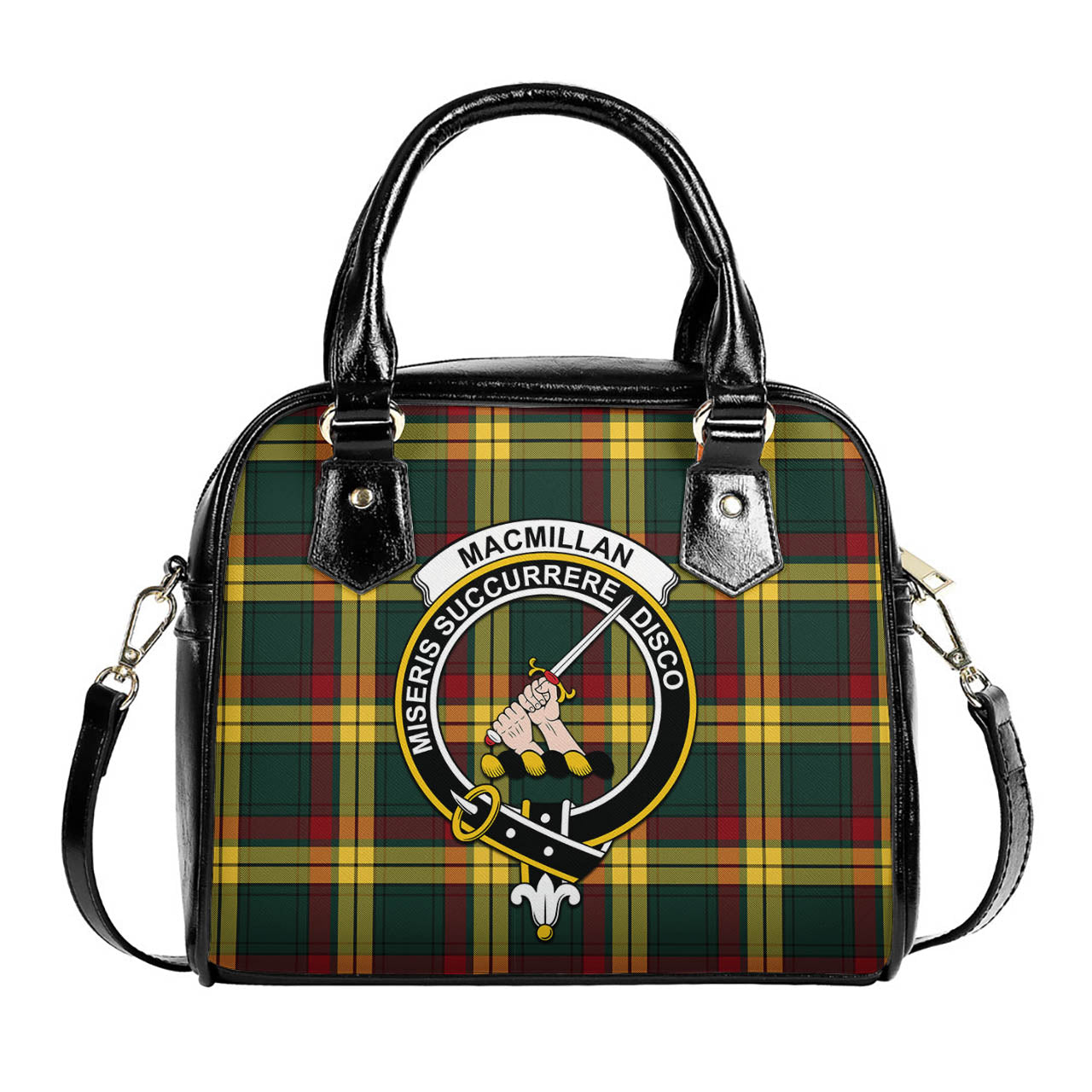 MacMillan Old Modern Tartan Shoulder Handbags with Family Crest One Size 6*25*22 cm - Tartanvibesclothing