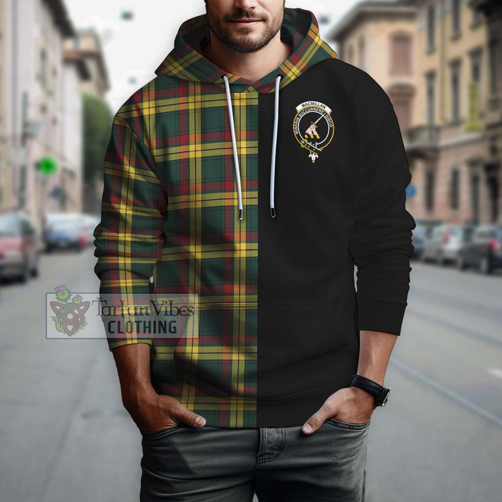 MacMillan Old Modern Tartan Hoodie with Family Crest and Half Of Me Style Zip Hoodie - Tartanvibesclothing Shop