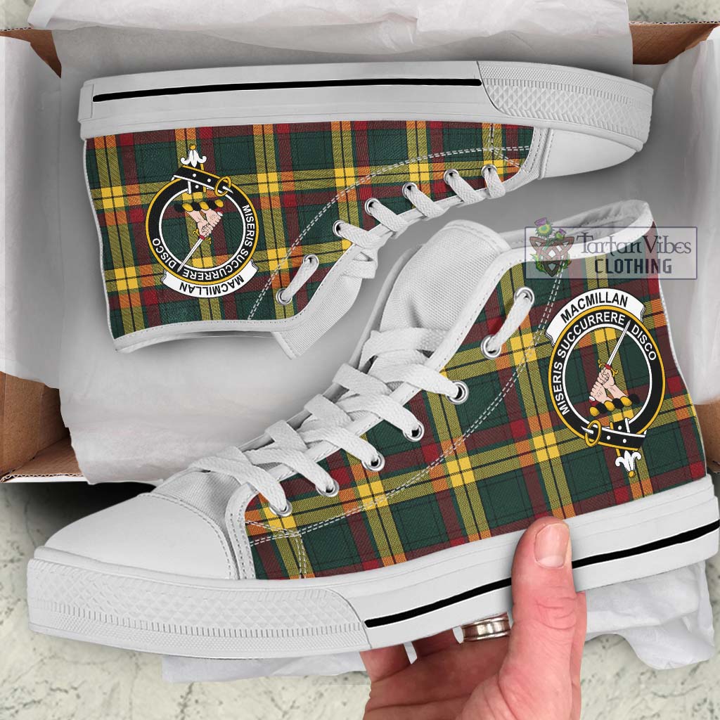 Tartan Vibes Clothing MacMillan Old Modern Tartan High Top Shoes with Family Crest