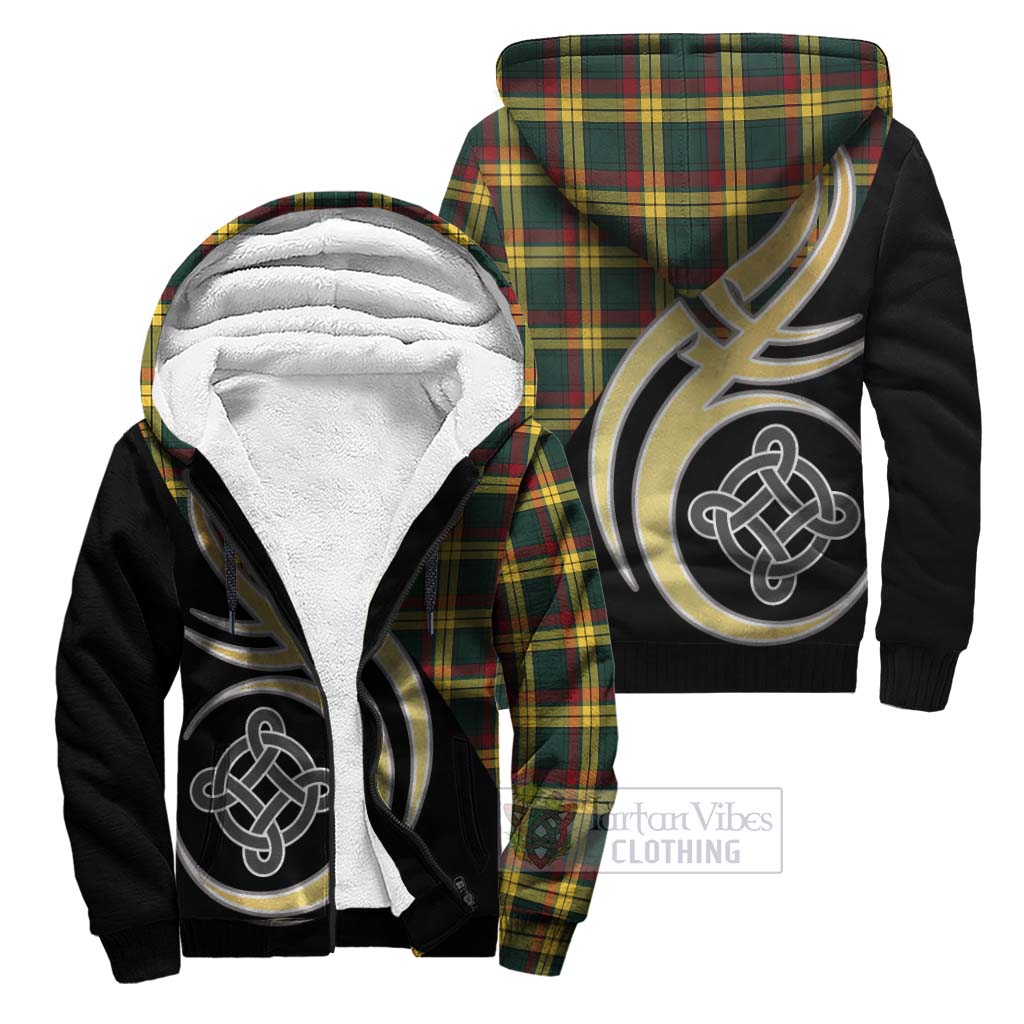 MacMillan Old Modern Tartan Sherpa Hoodie with Family Crest and Celtic Symbol Style Unisex S - Tartan Vibes Clothing