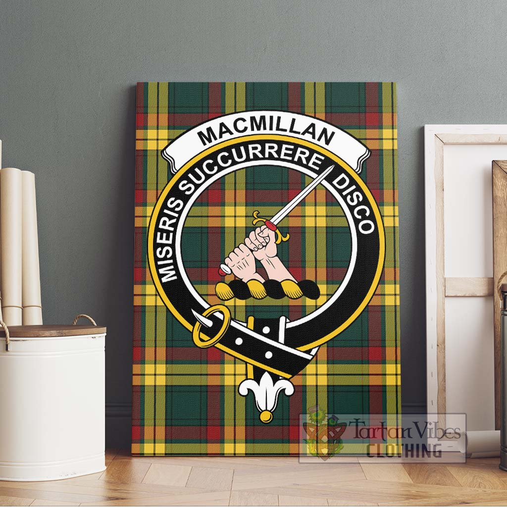 Tartan Vibes Clothing MacMillan Old Modern Tartan Canvas Print Wall Art with Family Crest