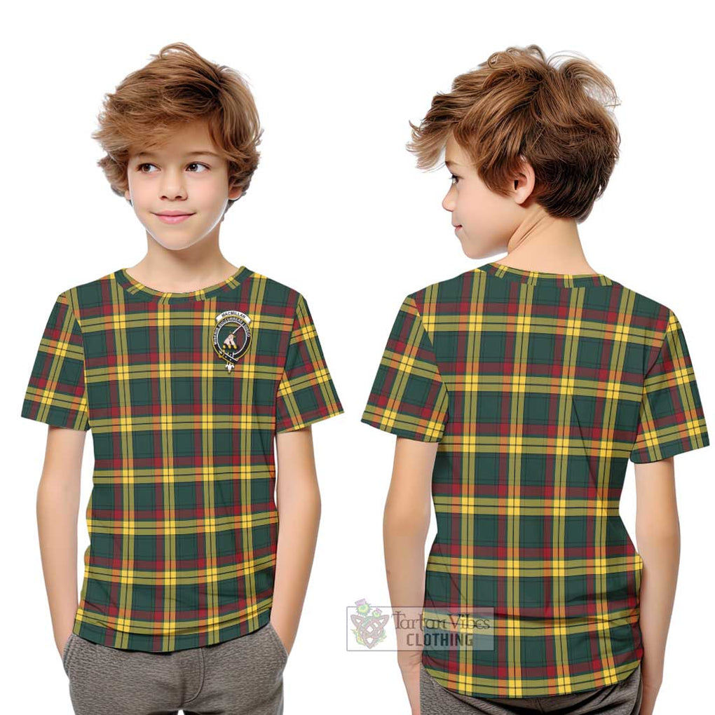 MacMillan Old Modern Tartan Kid T-Shirt with Family Crest Youth XL Size14 - Tartanvibesclothing Shop