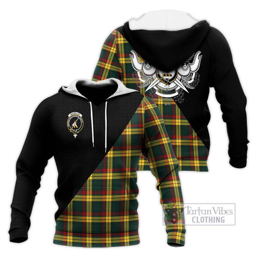 MacMillan Old Modern Tartan Knitted Hoodie with Family Crest and Military Logo Style Unisex Knitted Pullover Hoodie - Tartanvibesclothing Shop