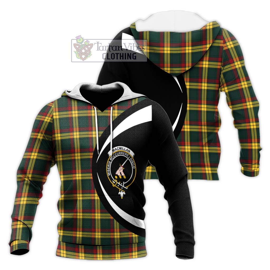 MacMillan Old Modern Tartan Knitted Hoodie with Family Crest Circle Style Unisex Knitted Pullover Hoodie - Tartan Vibes Clothing