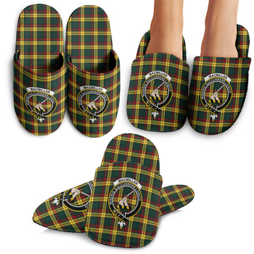 MacMillan Old Modern Tartan Home Slippers with Family Crest