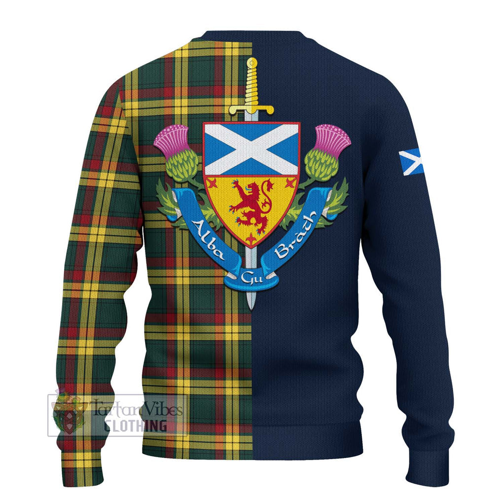 Tartan Vibes Clothing MacMillan Old Modern Tartan Knitted Sweater with Scottish Lion Royal Arm Half Style