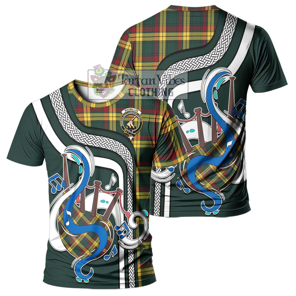 MacMillan Old Modern Tartan T-Shirt with Epic Bagpipe Style - Tartanvibesclothing Shop