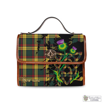 MacMillan Old Modern Tartan Waterproof Canvas Bag with Scotland Map and Thistle Celtic Accents