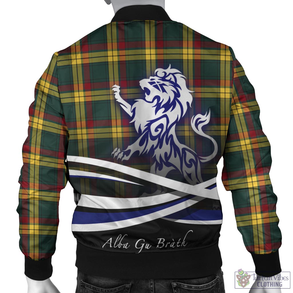 Tartan Vibes Clothing MacMillan Old Modern Tartan Bomber Jacket with Alba Gu Brath Regal Lion Emblem