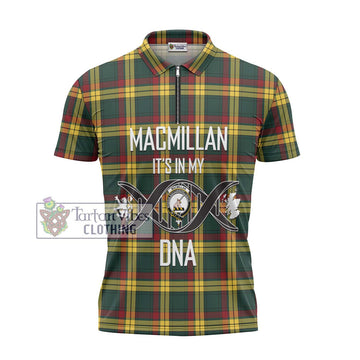 MacMillan Old Modern Tartan Zipper Polo Shirt with Family Crest DNA In Me Style