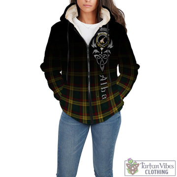 MacMillan Old Modern Tartan Sherpa Hoodie Featuring Alba Gu Brath Family Crest Celtic Inspired