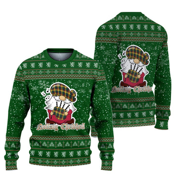 MacMillan Old Modern Clan Christmas Family Knitted Sweater with Funny Gnome Playing Bagpipes