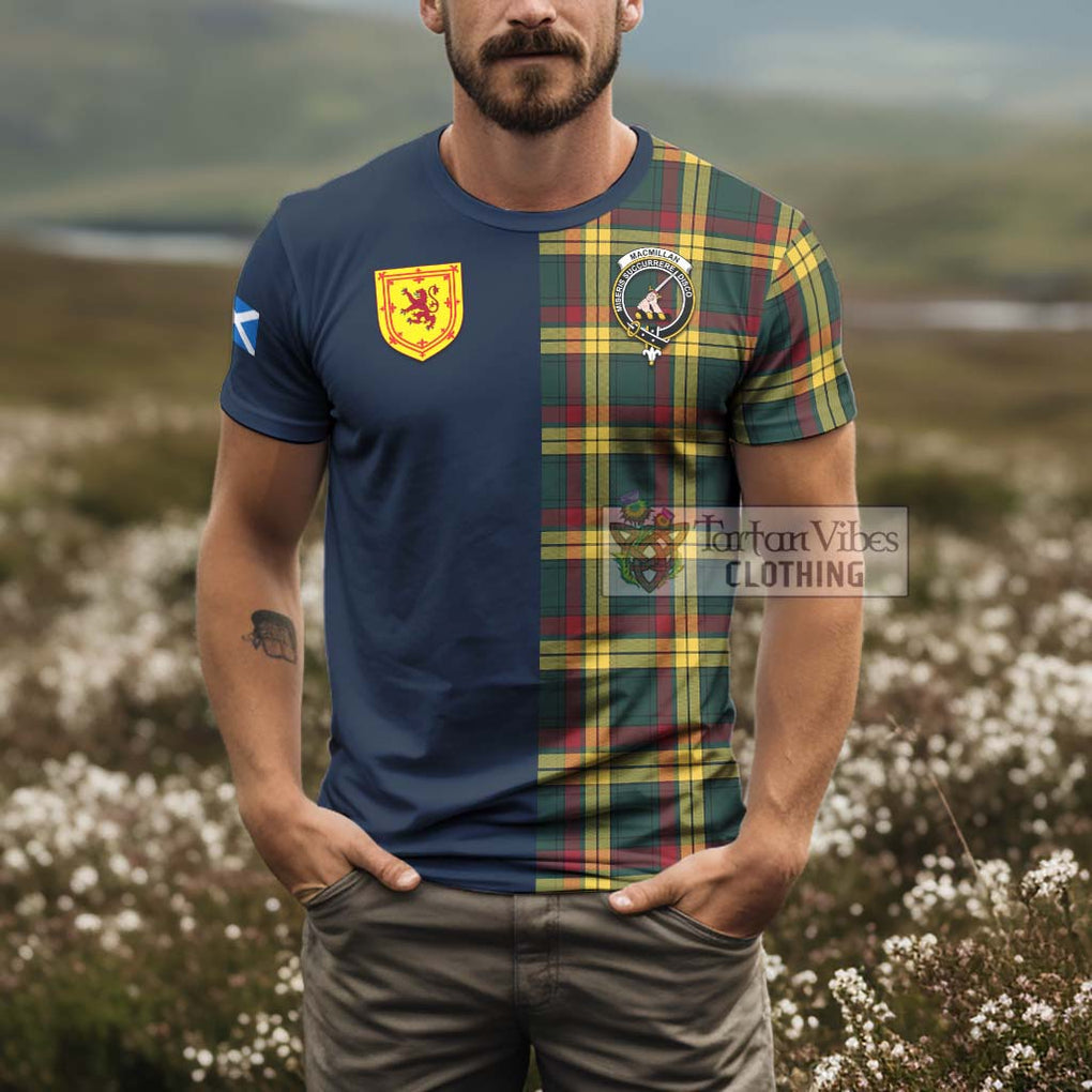 Tartan Vibes Clothing MacMillan Old Modern Tartan T-Shirt Alba with Scottish Lion Royal Arm Half Style