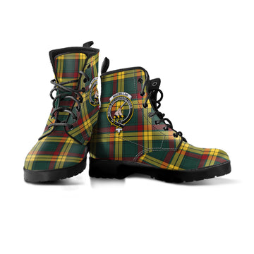 MacMillan Old Modern Tartan Leather Boots with Family Crest