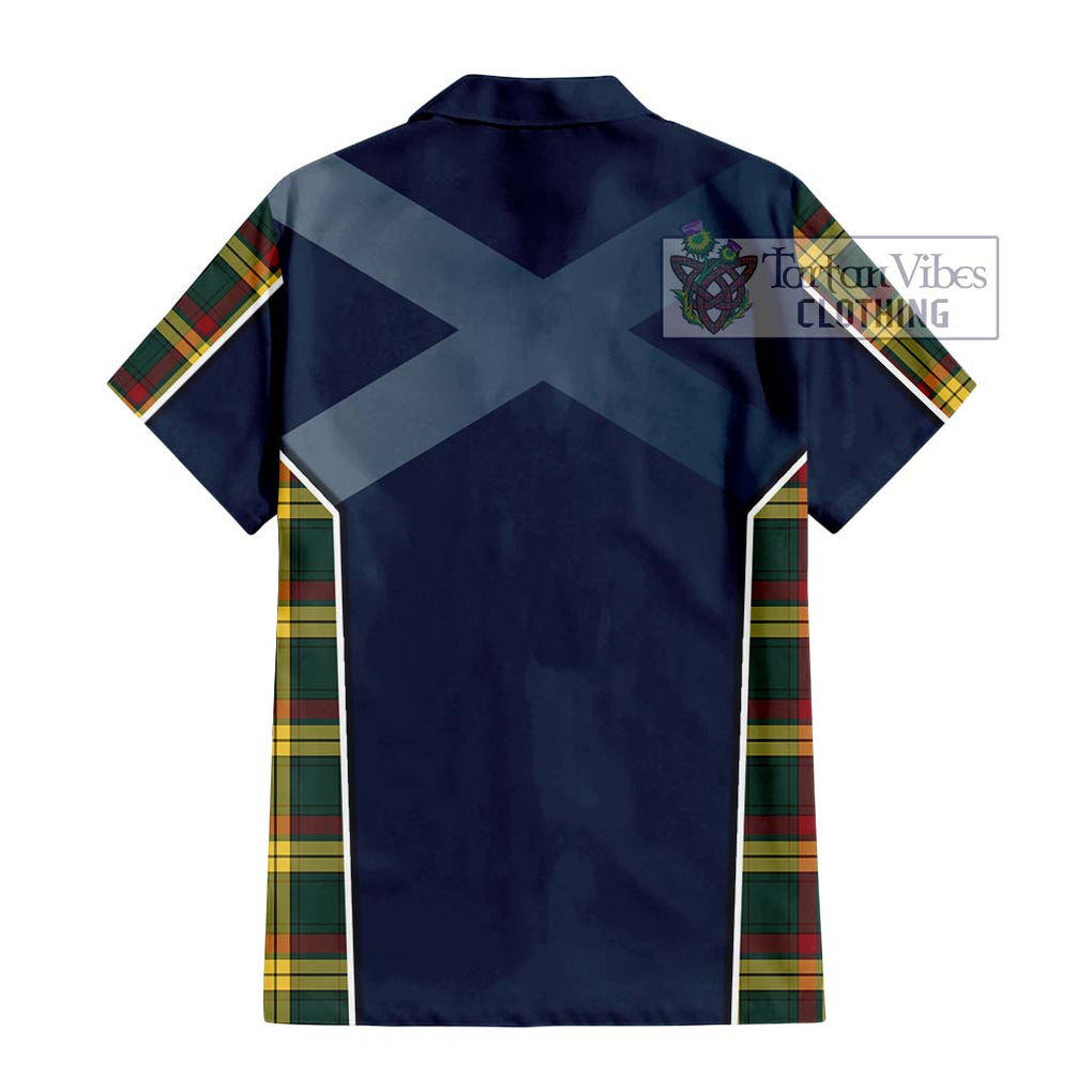 MacMillan Old Modern Tartan Short Sleeve Button Shirt with Family Crest and Lion Rampant Vibes Sport Style - Tartan Vibes Clothing