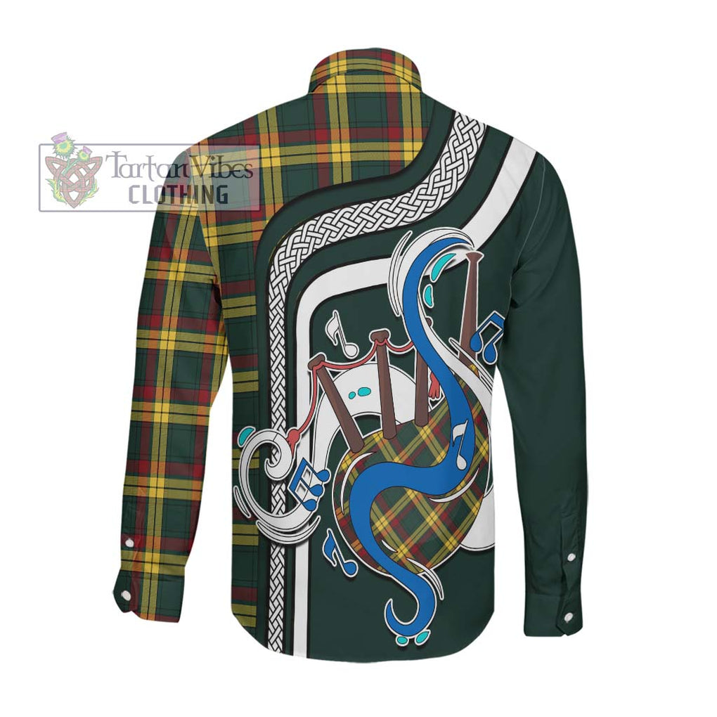 MacMillan Old Modern Tartan Long Sleeve Button Shirt with Epic Bagpipe Style Men's Shirt - Tartanvibesclothing Shop