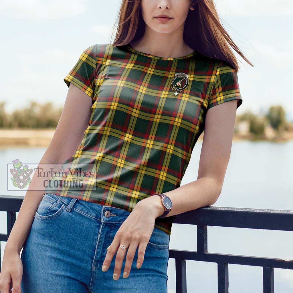 Tartan Vibes Clothing MacMillan Old Modern Tartan Cotton T-Shirt with Family Crest