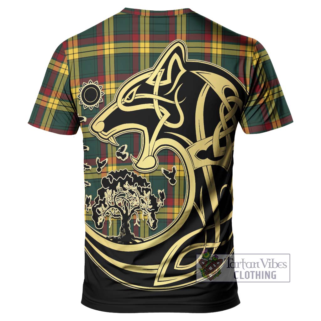 Tartan Vibes Clothing MacMillan Old Modern Tartan T-Shirt with Family Crest Celtic Wolf Style