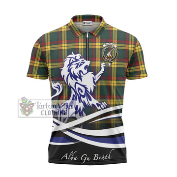 MacMillan Old Modern Tartan Zipper Polo Shirt with Alba Gu Brath Regal Lion Emblem