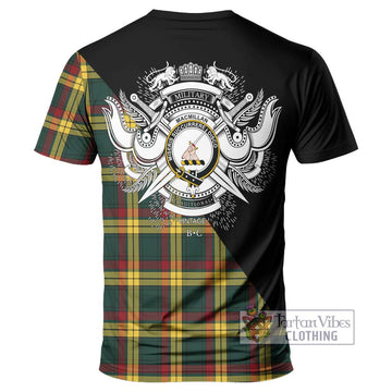 MacMillan Old Modern Tartan T-Shirt with Family Crest and Military Logo Style