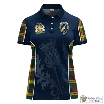 MacMillan Old Modern Tartan Women's Polo Shirt with Family Crest and Scottish Thistle Vibes Sport Style