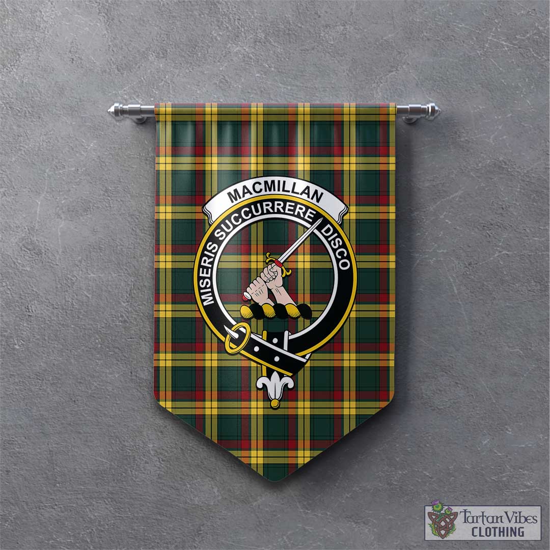 Tartan Vibes Clothing MacMillan Old Modern Tartan Gonfalon, Tartan Banner with Family Crest