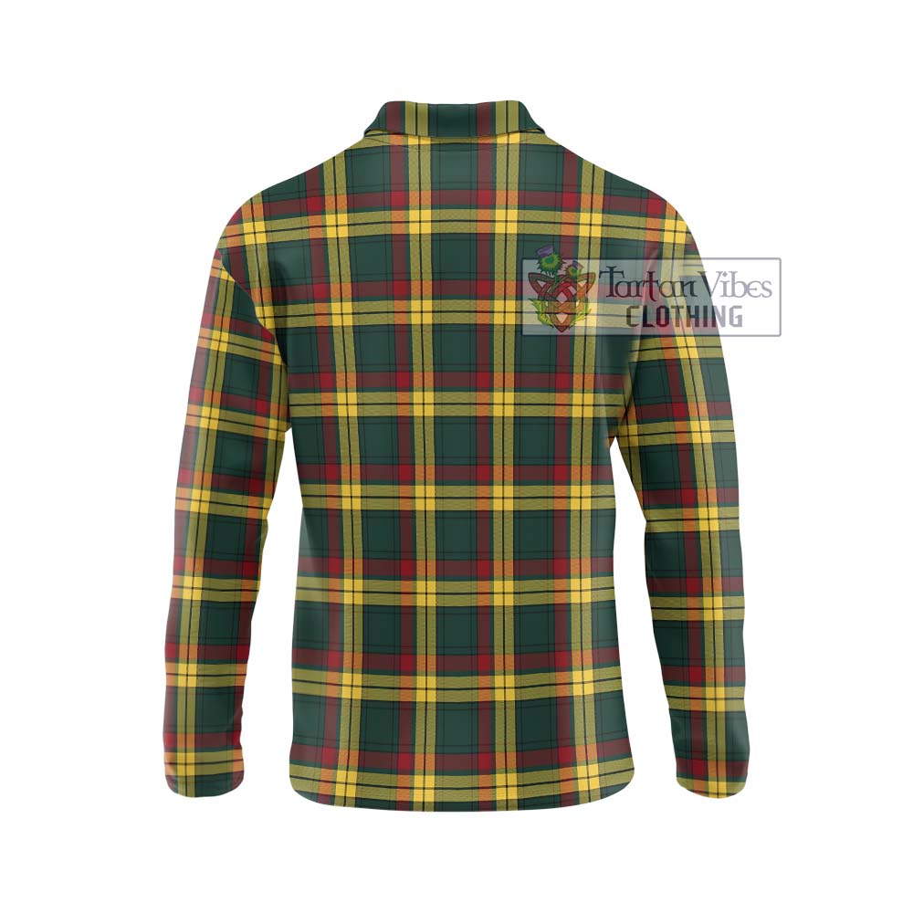 MacMillan Old Modern Tartan Long Sleeve Polo Shirt with Family Crest DNA In Me Style - Tartanvibesclothing Shop