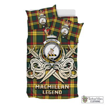 MacMillan Old Modern Tartan Bedding Set with Clan Crest and the Golden Sword of Courageous Legacy