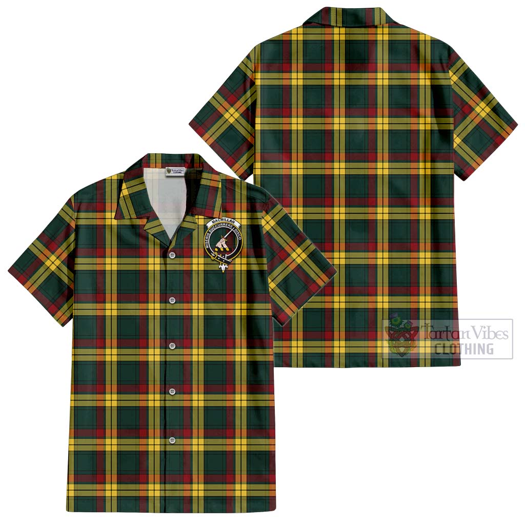 Tartan Vibes Clothing MacMillan Old Modern Tartan Cotton Hawaiian Shirt with Family Crest