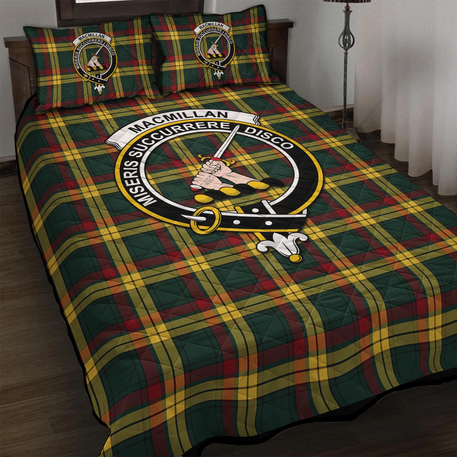 MacMillan Old Modern Tartan Quilt Bed Set with Family Crest - Tartanvibesclothing