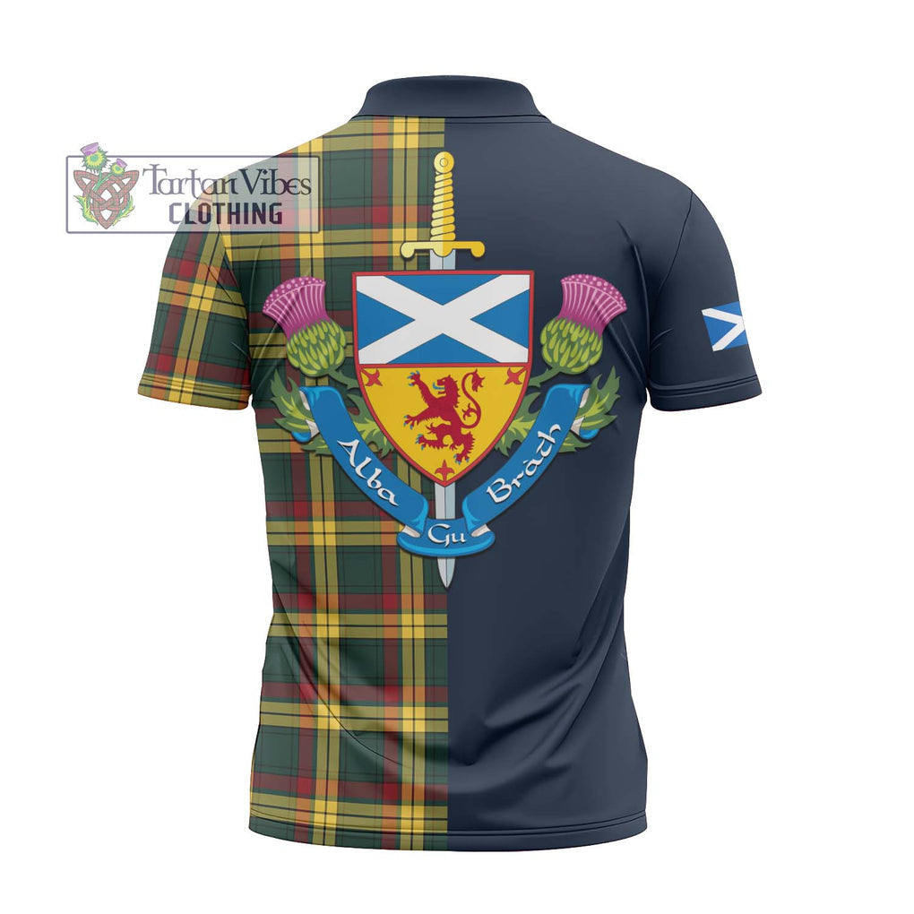 Tartan Vibes Clothing MacMillan Old Modern Tartan Zipper Polo Shirt with Scottish Lion Royal Arm Half Style