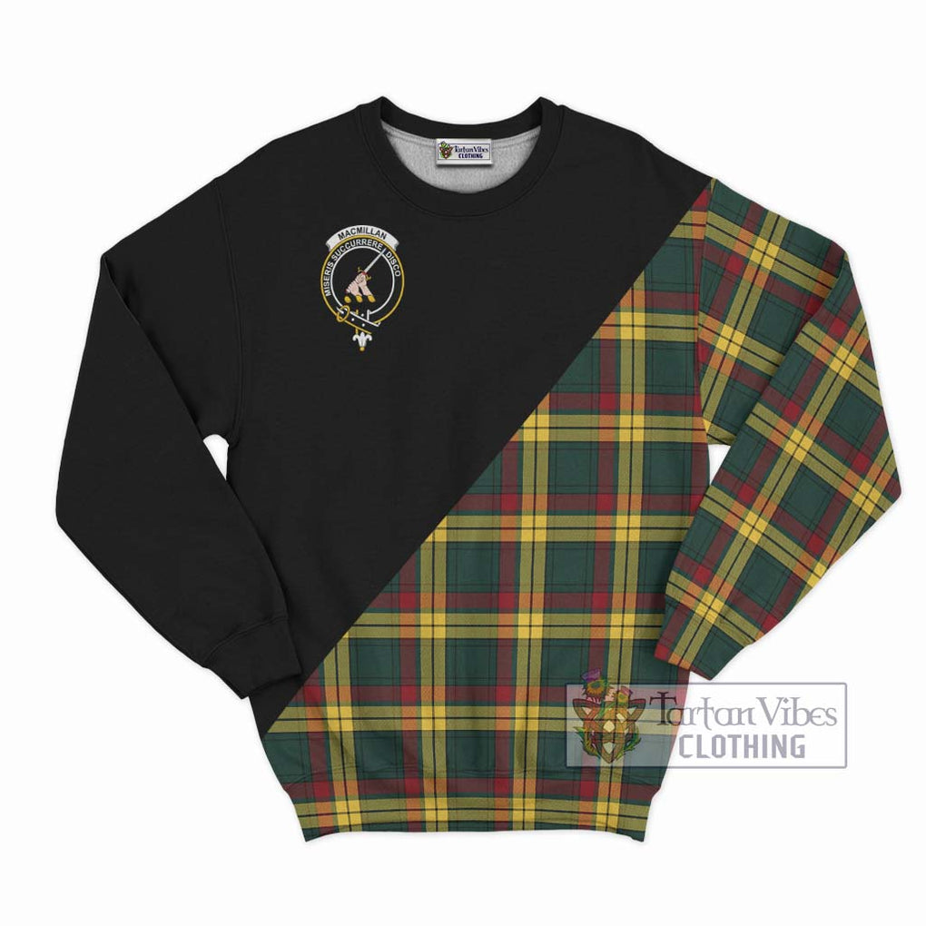 MacMillan Old Modern Tartan Sweatshirt with Family Crest and Military Logo Style - Tartanvibesclothing Shop