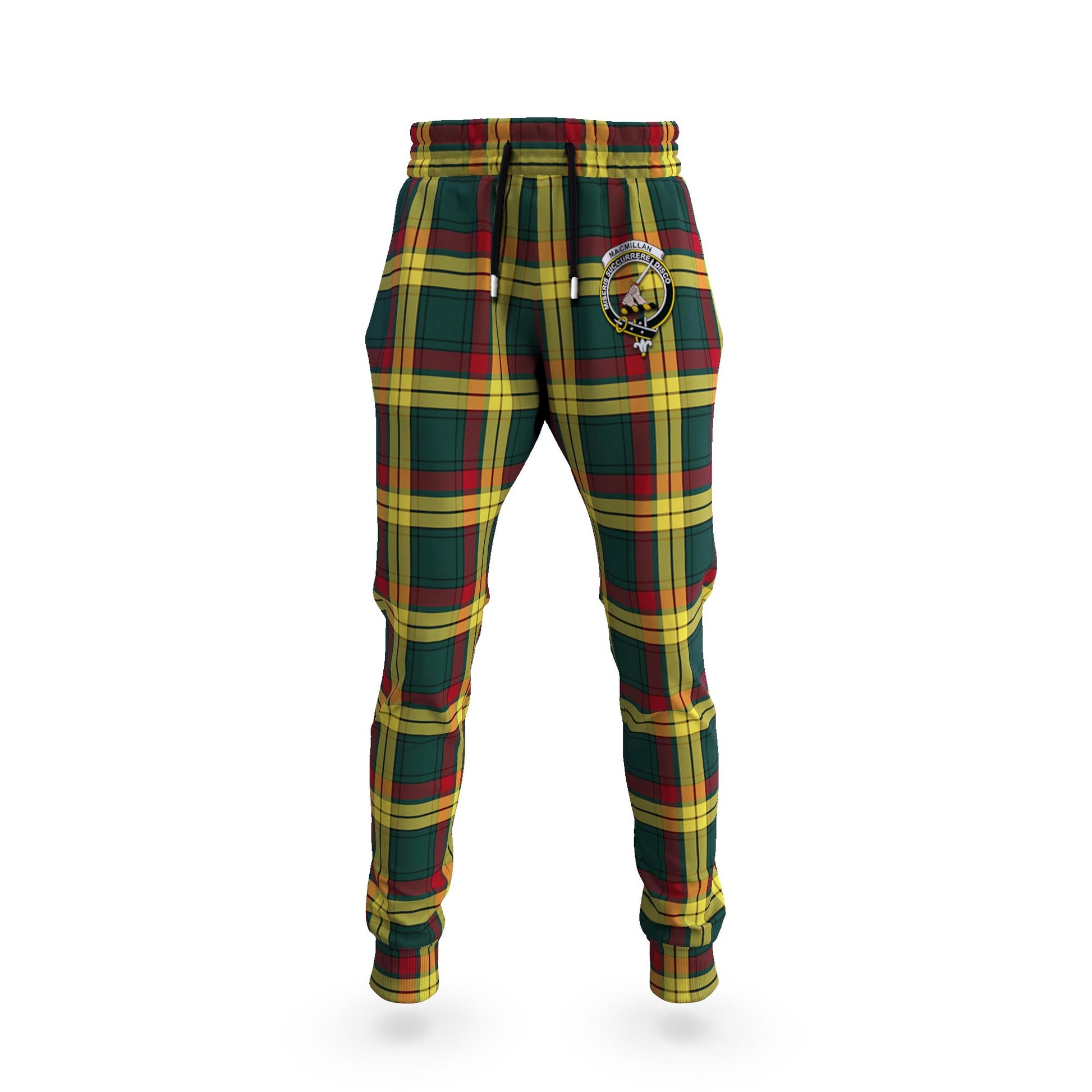 MacMillan Old Modern Tartan Joggers Pants with Family Crest - Tartanvibesclothing