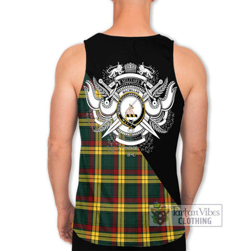 MacMillan Old Modern Tartan Men's Tank Top with Family Crest and Military Logo Style